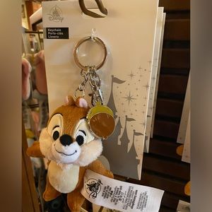Disney Parks Chip Plush Keychain With Acorn Charm New With Card BNWT